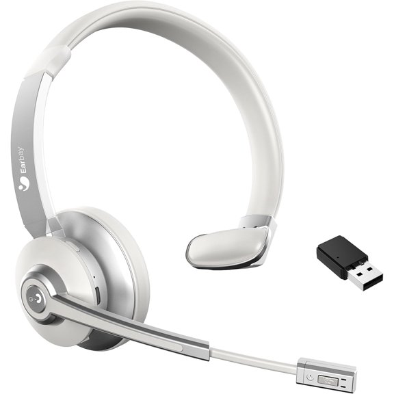 Tigebraver Wireless Headset With Noise Canceling Mic & USB Dongle, Bluetooth 5.0 Headphones With Mute Button For Cell Phone, PC, Call Center, Office & Teams Meetings