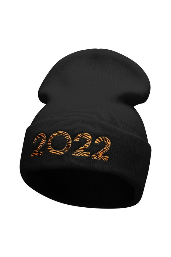 Tiger 2022 Embroidered 12 Inch Long Knitted Beanie - Black OSFM