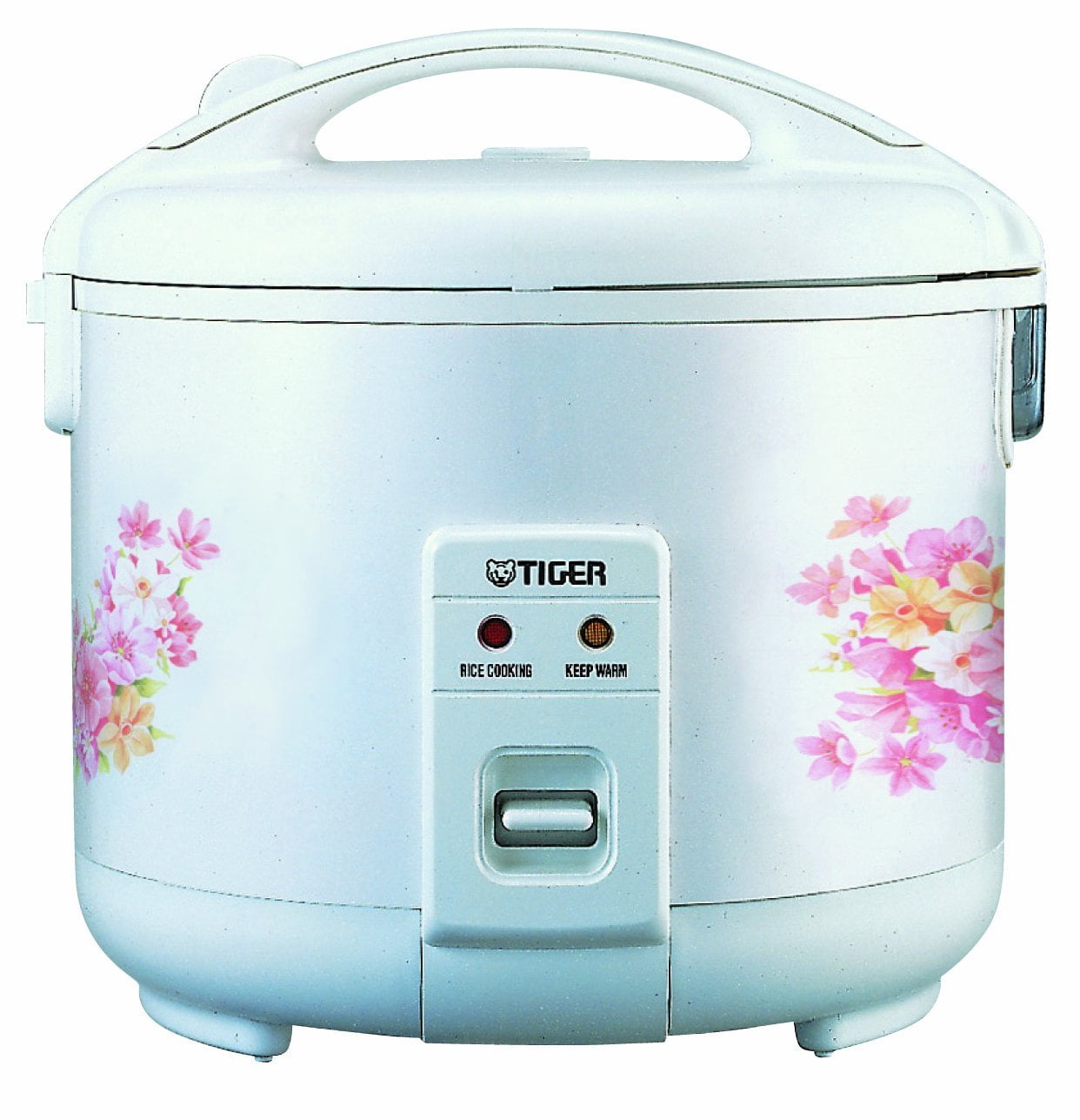 Tiger 3-Cup Automatic Floral White Rice Cooker & Warmer with