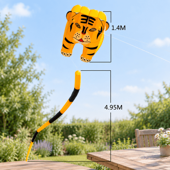 Tiger 3d Kite For Adult Soft Nylon Material Parafoil. Easy To Fly 244*39 Inch With String Andpack The Beach Or Park.
