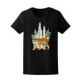 thumbnail image 1 of Tiger And Flowers On A Black T-Shirt Women -Image by Shutterstock, Female Small, 1 of 2