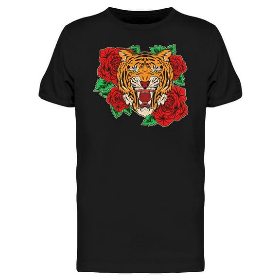 Tiger And Rose Design T-Shirt Men -Image by Shutterstock, Male x-Large