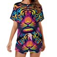 thumbnail image 1 of Tiger Animal Graffiti 2 Pack Women’s Pajama Set Print Sleepwear And Shorts Y2k Loungewear Sets S-5XL, 1 of 7