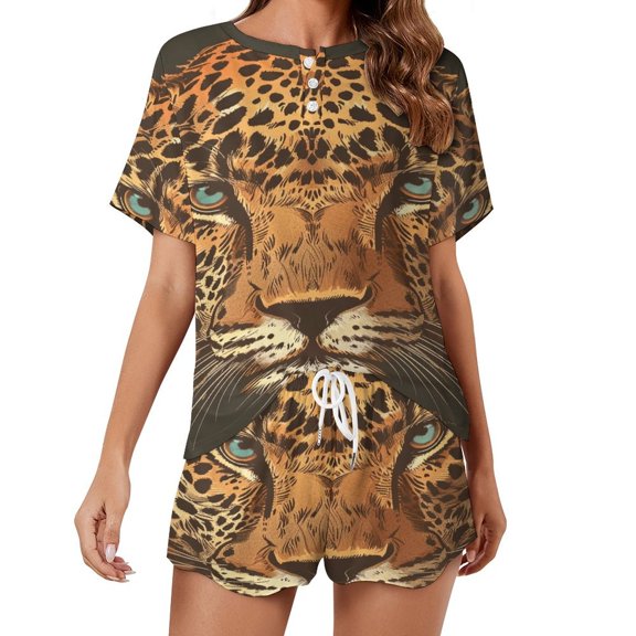 Tiger Animal Graffiti 2 Pack Women’s Pajama Set Print Sleepwear And Shorts Y2k Loungewear Sets S-5XL
