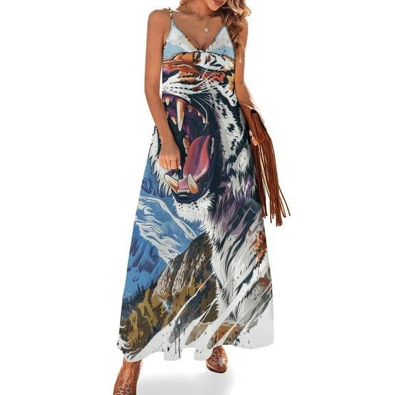 Tiger Animal Graffiti Fine Art Sleeveless Dress Summer Dress Woman 2025