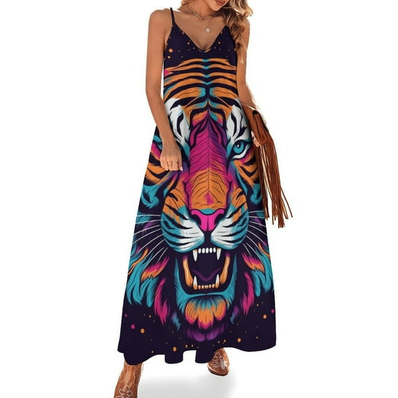 Tiger Animal Graffiti Fine Art Sleeveless Dress Summer Dress Woman 2025