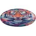 thumbnail image 1 of Tiger Animal Graffiti Floral Medallion Round Rug - Small Round Area Rug, Soft Non-Slip Machine Washable Bedroom Mat Indoor Accent Entry Carpet for Office Desk Dorm Hallway, 1 of 6