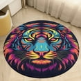 thumbnail image 1 of Tiger Animal Graffiti Floral Medallion Round Rug - Small Round Area Rug, Soft Non-Slip Machine Washable Bedroom Mat Indoor Accent Entry Carpet for Office Desk Dorm Hallway, 1 of 6