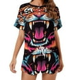 thumbnail image 1 of Tiger Animal Graffiti Pajamas Set Womens Loungewear Sleepwear 2 Piece PJ Sets, 1 of 7