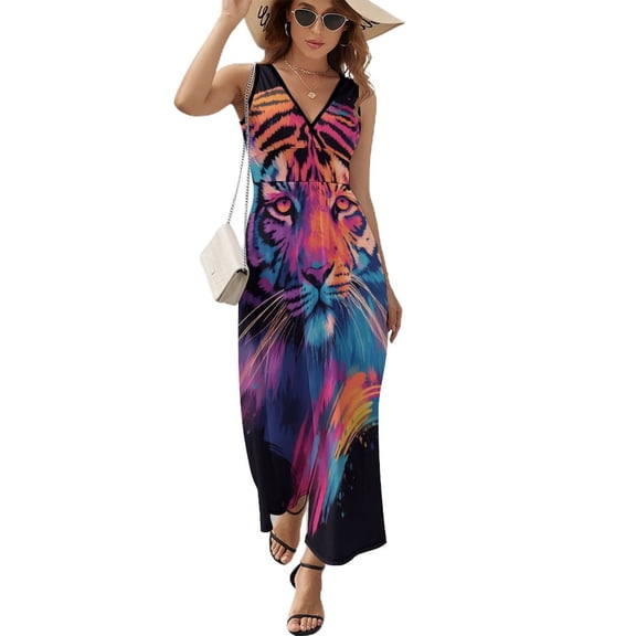 Tiger Animal Graffiti Pattern Design Sleeveless Dress Summer Clothes for Women Women's Clothing 2025