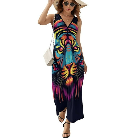 Tiger Animal Graffiti Pattern Design Sleeveless Dress Summer Clothes for Women Women's Clothing 2025