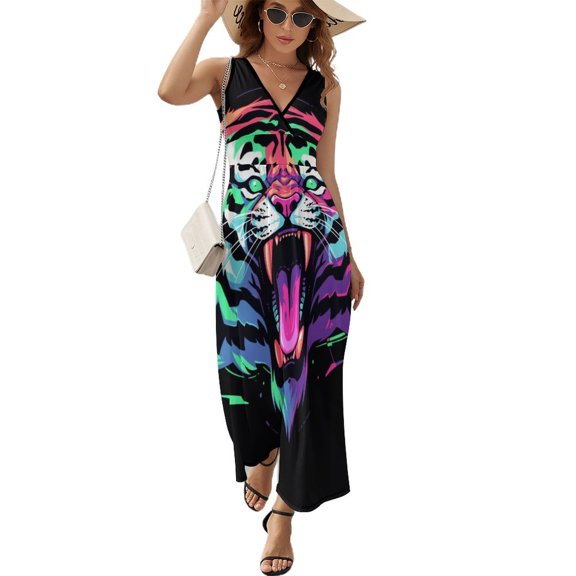 Tiger Animal Graffiti Pattern Design Sleeveless Dress Summer Clothes for Women Women's Clothing 2025