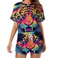 thumbnail image 1 of Tiger Animal Graffiti Print Women'S Pajamas Set Summer Sleepwear Sets 2 Piece Lounge Set, 1 of 7