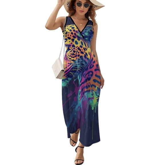 Tiger Animal Graffiti Sleeveless Dress Female Clothing Dress Women Summer 2025 Dress