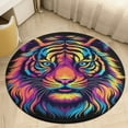 thumbnail image 1 of Tiger Animal Graffiti Soft Bedroom Round Area Rug, Washable Cute Nursery Circle Throw Mat, Non-Slip Contemporary Small Low Pile Floor Carpet for Dorm Bedside, 1 of 6