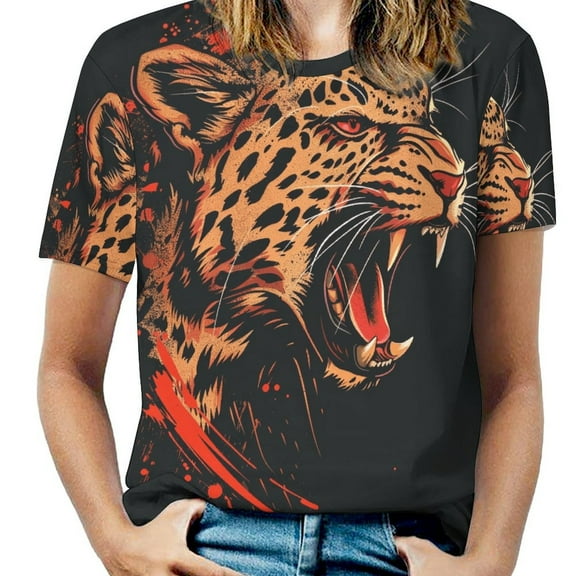 Tiger Animal Graffiti T Shirts Basic T-Shirt Short Sleeve Ladies Tee Shirt Summer Graphic Clothing