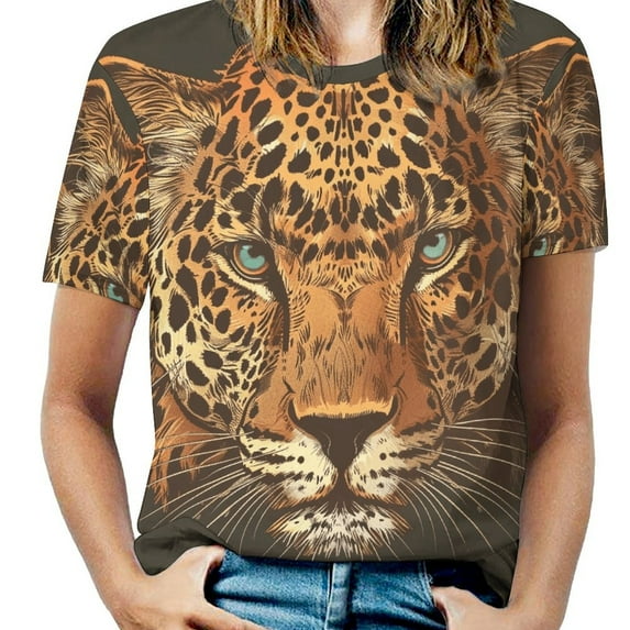 Tiger Animal Graffiti Women's T-Shirt Short Sleeve T Shirts Tops Tee Ladies Loose T