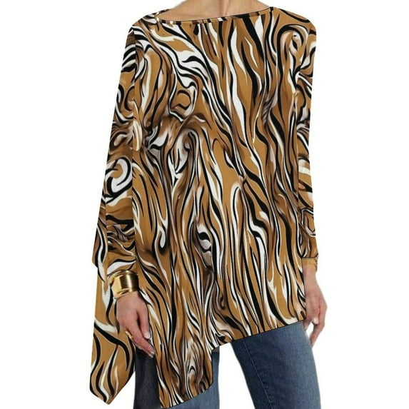 Tiger Animal Print T Shirt Casual Loose Long Sleeve T Shirts Custom Vintage Tshirt Ladies Autumn Clothing Big Size XL 6