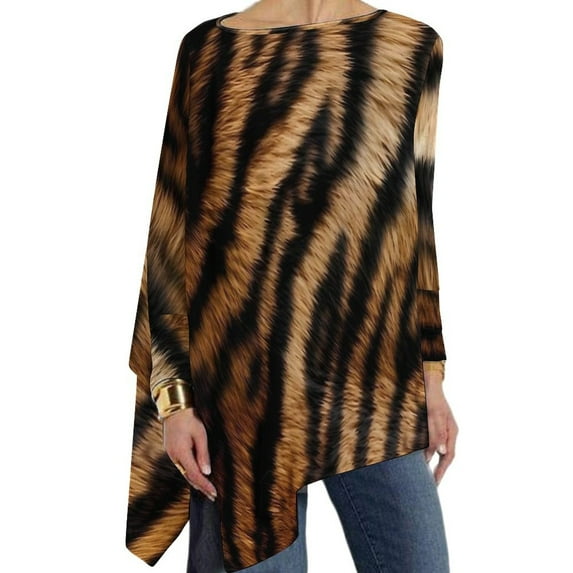Tiger Animal Print T Shirt Casual Loose Long Sleeve T Shirts Custom Vintage Tshirt Ladies Autumn Clothing Big Size XL 6