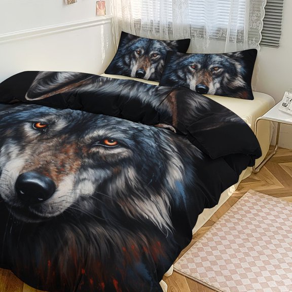 Tiger Animals Duvet Cover Set Themed Multicolor Polyester Bedding Set for Bedroom Decoration