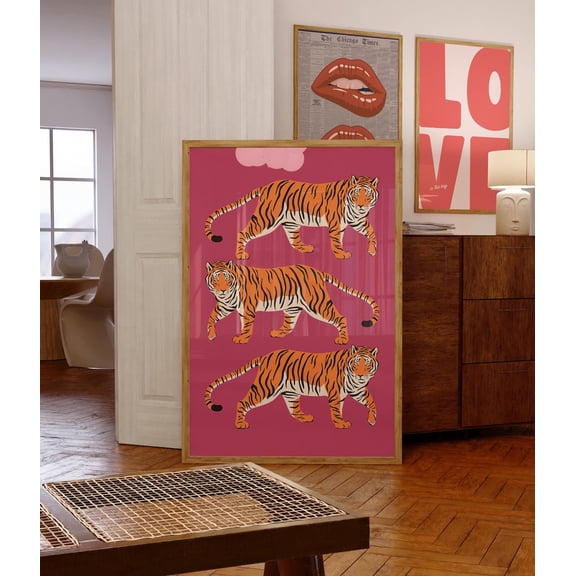 Tiger Art Print Tiger Wall Art Trendy Dorm Decor Funky Animal Decoration 2, Stretched Canvas 8x10in