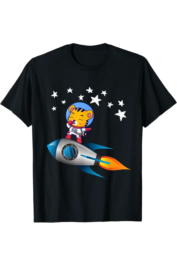 Tiger Astronaut Dabbing On Rocket Space Ship Dab T-Shirt, Unisex T-Shirt