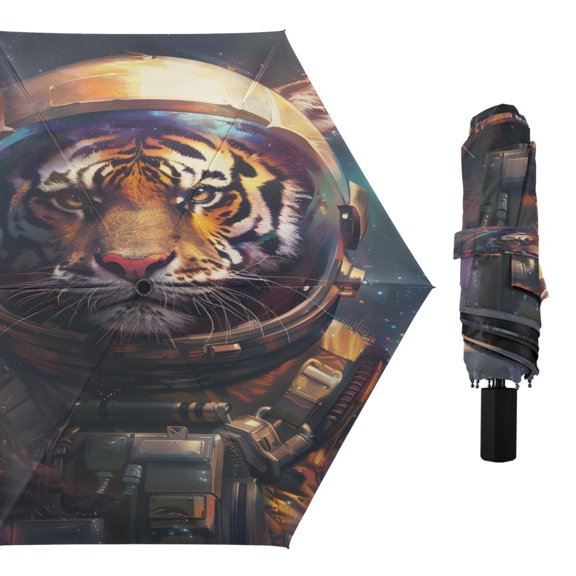 Tiger Astronauts Compact Sun Umbrella Windproof Travel Umbrellas for Rain Strong Portable UV Protection