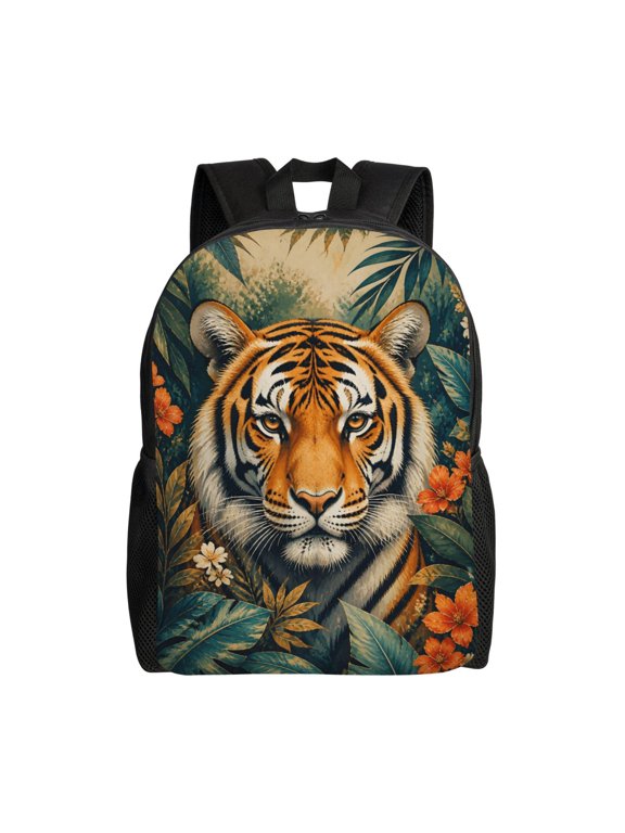 Tiger Backpack Full Front Print Travel Laptop Bag for Men and Women