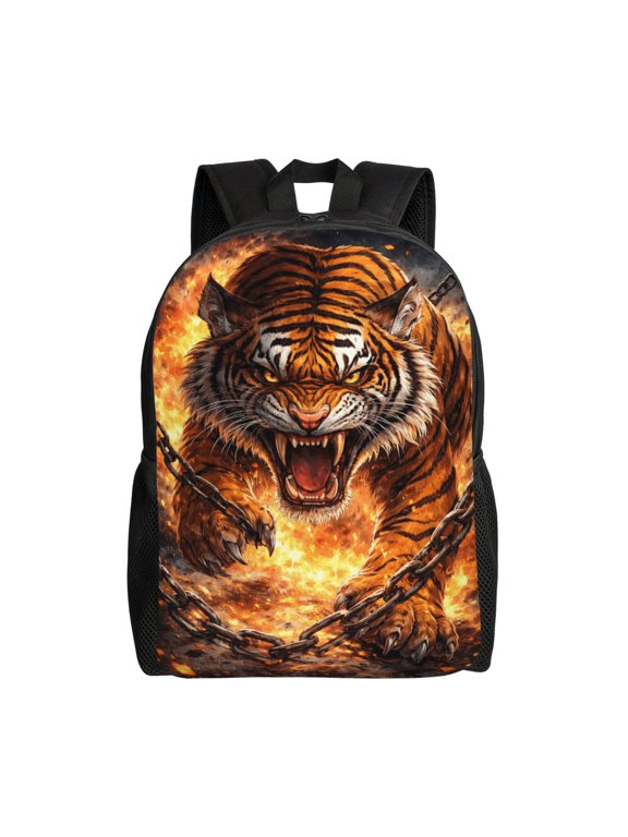 Tiger Backpack Full Front Print Travel Laptop Bag for Men and Women