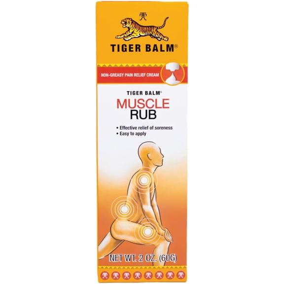 Tiger Balm Active Muscle Rub, 2 oz. Muscle Rub for Relief Analgesic Cream Arthritis Rub Non-Greasy Muscle Rub Cream Pre-Workout Warm Up 6 Pack