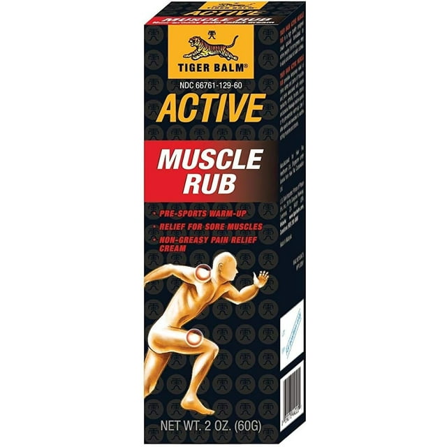 Tiger Balm Active Muscle Rub, 2 oz.  Muscle Rub for Relief Analgesic Cream  Arthritis Rub  Non-Greasy Muscle Rub Cream  Pre-Workout Warm Up  6 Pack