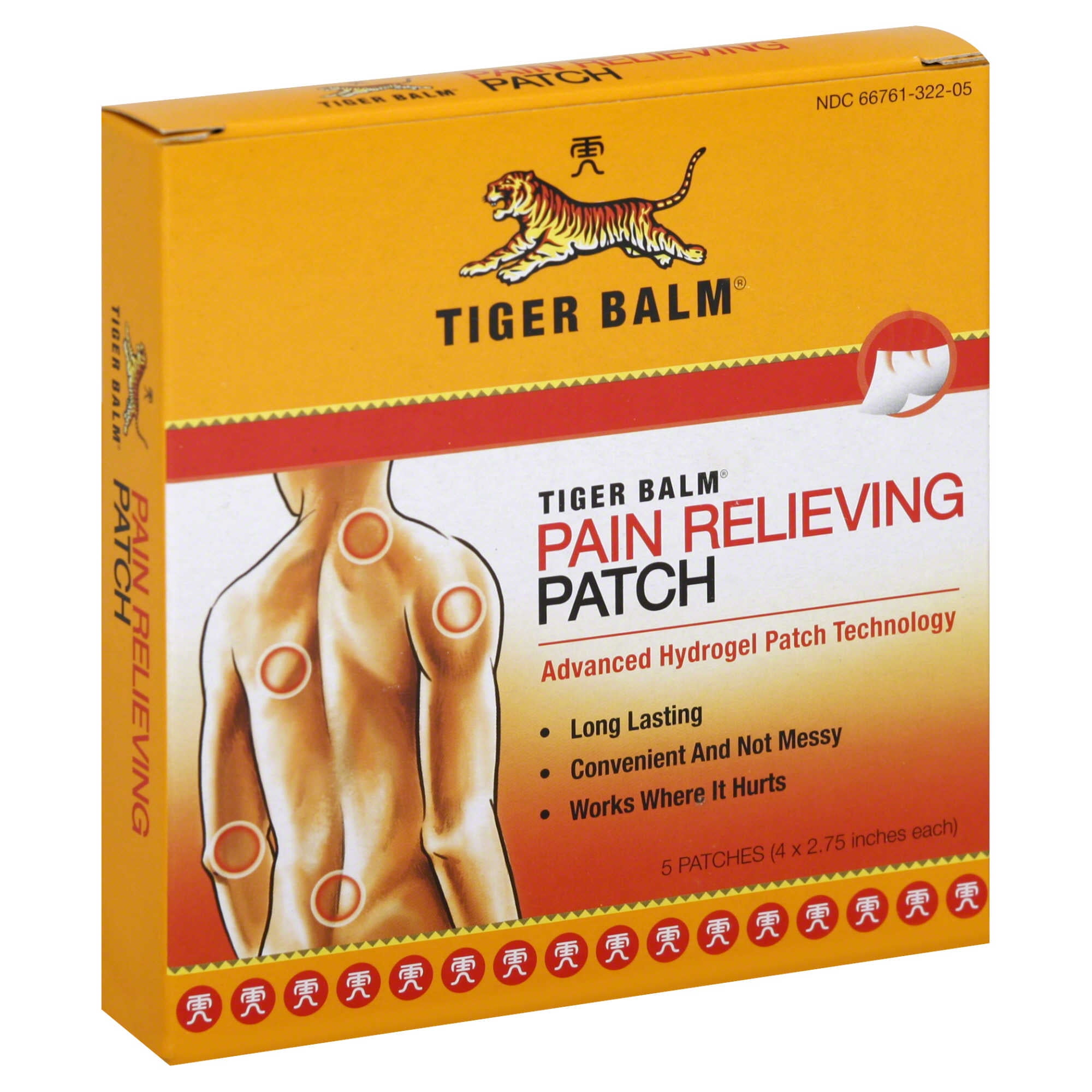 Tiger Balm Back Pain Relieving Patch, For Temporary Relief of Pains, Long Lasting 5 Count