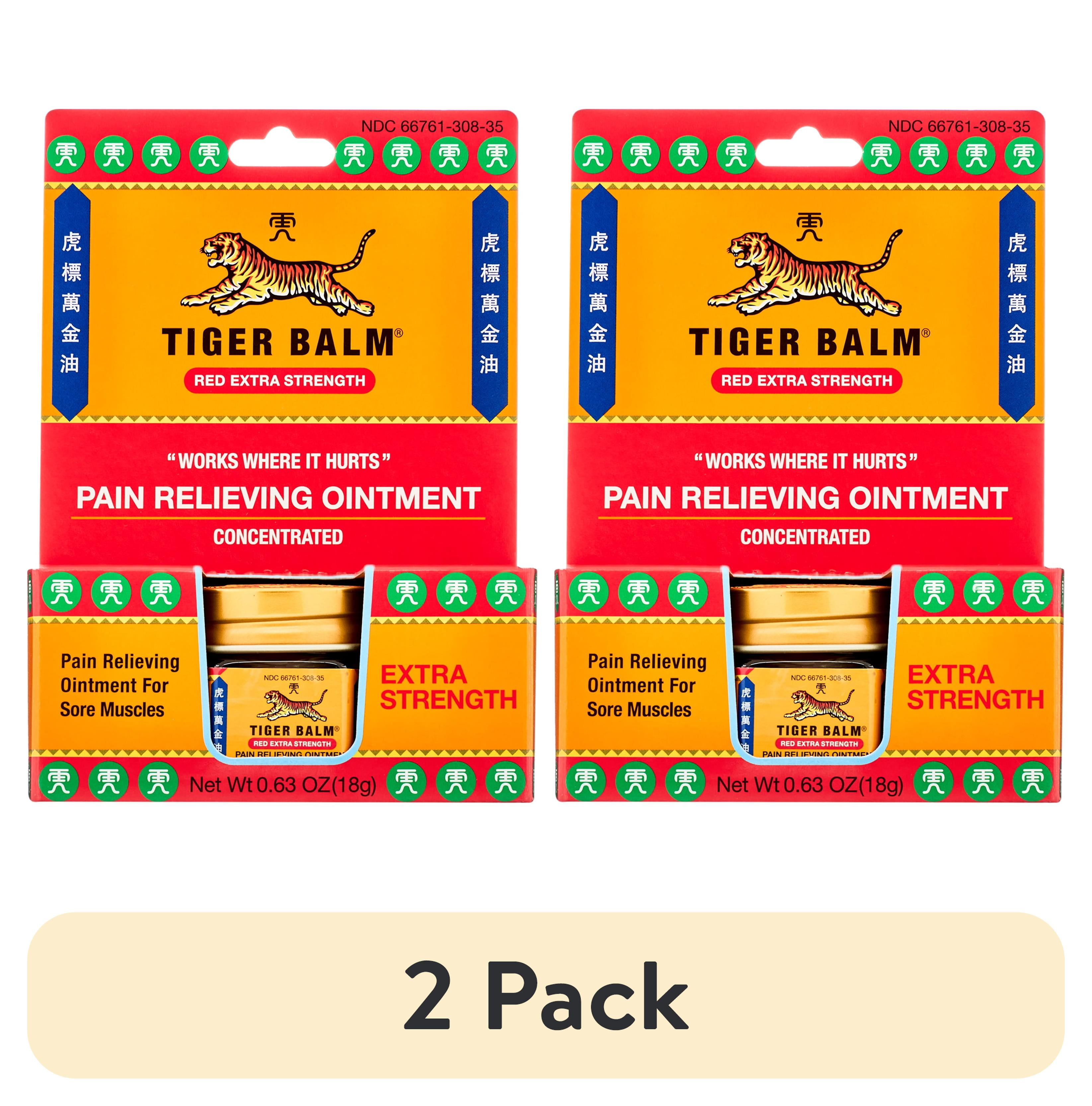 (2 pack) Tiger Balm Extra Strength Pain Relieving Ointment, 0.63 oz Jar ...