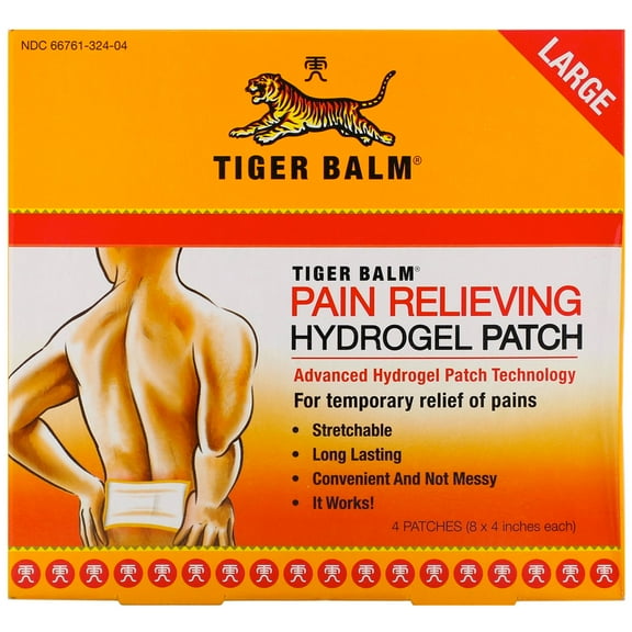 Tiger Balm Pain Relieving Advanced Hydrogel Patch, Large, 4ct, 2-Pack
