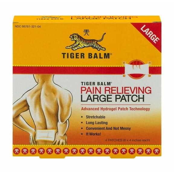 Tiger Balm Pain Relieving Large Patch w/Advanced Hydrogel Technology 4 Ct (2PK)