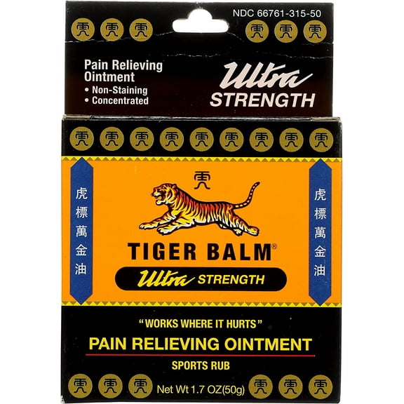 Tiger Balm Pain Relieving Ointment Ultra Strength Non-staining, 1.7 Ounce