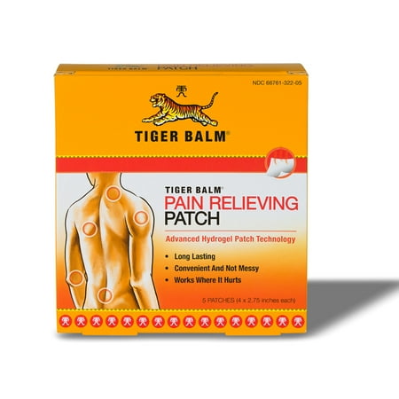 Tiger Balm Pain Relieving Patch, 5 Count, Relieves Backaches, Strains, Sore Muscles, and Sprains