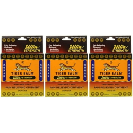 Tiger Balm Sport Rub Pain Relieving Ointment, Ultra Strength 1.70 oz Pack of 3
