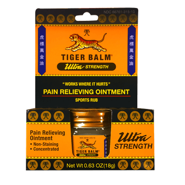 Tiger Balm Ultra Strength Pain Relief Ointment, 0.63 oz Jar, Relieves Backaches, Sore Muscles, Strains