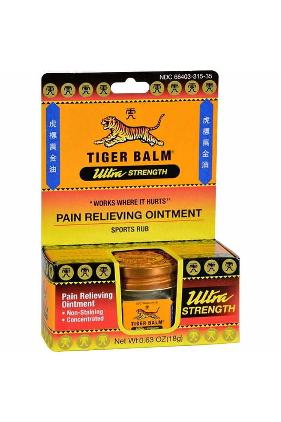Tiger Balm Ultra Strength Pain Relieving Ointment Sports Rub, .63oz, 4-Pack