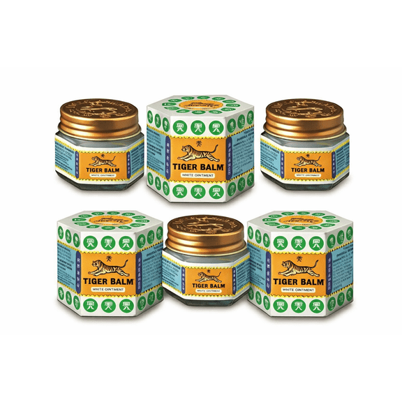 Tiger Balm White Ointment 21ml (0.74 oz) Pack of 3 Fast Acting Camphor & Menthol Muscle Rub Pain Relief Balm