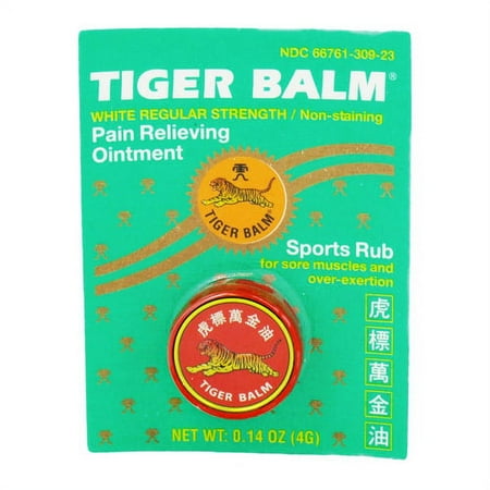 Tiger Balm White Regular Strength Pain Relieving Ointment, Non-Staining - .14 Oz, 3 Pack