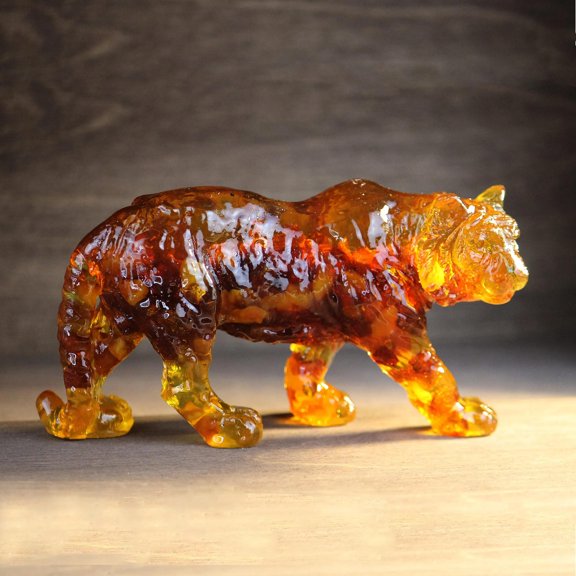 Tiger Baltic Amber Figurine Made in USA | KIZIMA
