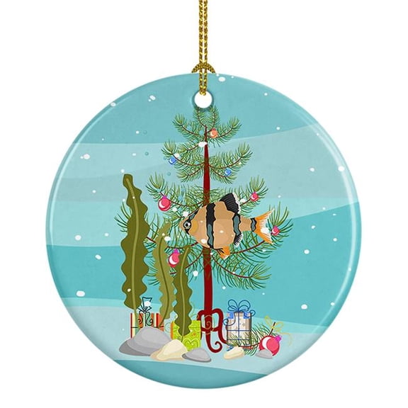 Tiger Barb Merry Christmas Ceramic Ornament 2.8 in x 2.8 in