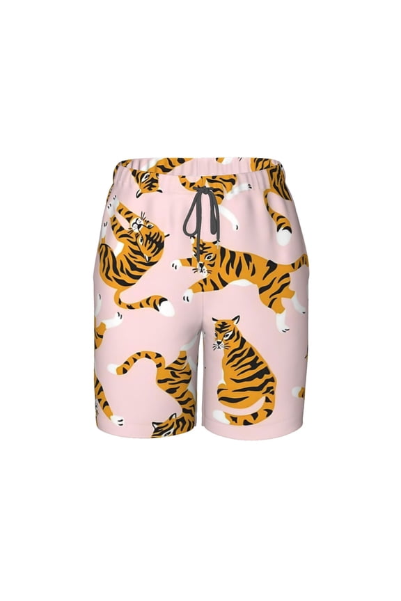 Tiger Beach Pants Teen Shorts with Mesh Lining and Drawstring