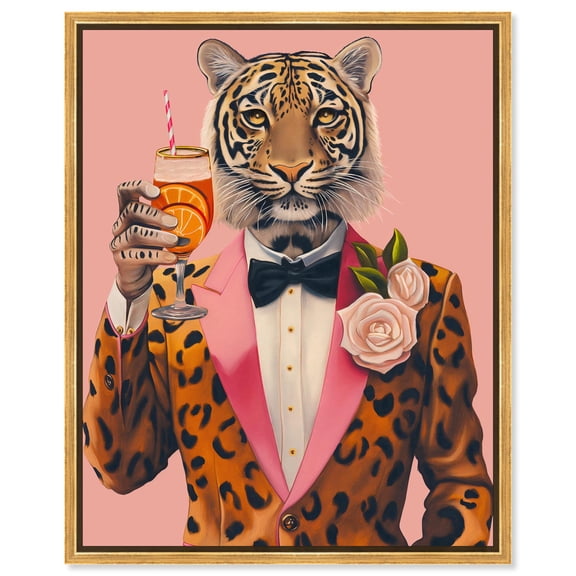 Tiger Bellini Canvas Tiger Glam Wall Art by Art Remedy, Gold Frame, 16" x 20"