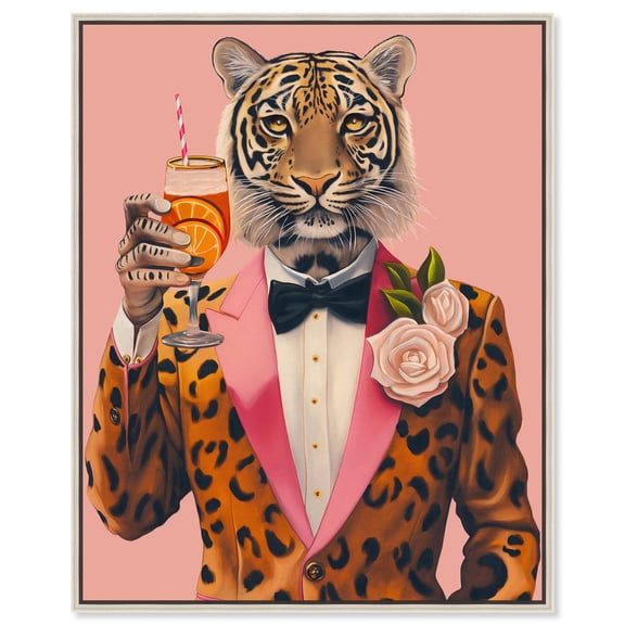 Tiger Bellini Canvas Tiger Glam Wall Art by Art Remedy, Silver Frame, 16" x 20"