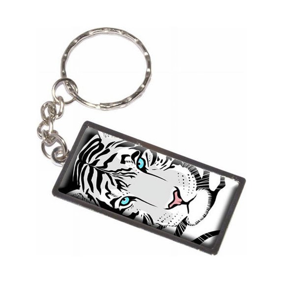 Tiger Bengal Siberian White Big Cat Keychain Key Chain Ring