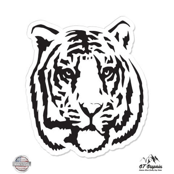 Tiger Black and White - 5" Vinyl Sticker - For Car Laptop I-Pad - Waterproof Decal