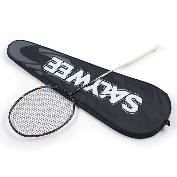Tiger Blade - Badminton Racket, T800 Carbon Fiber, 4U/G6, Max 32 lbs, Pre-strung at 26 lbs, Fast Smash Power Attack, Free Portable Bag